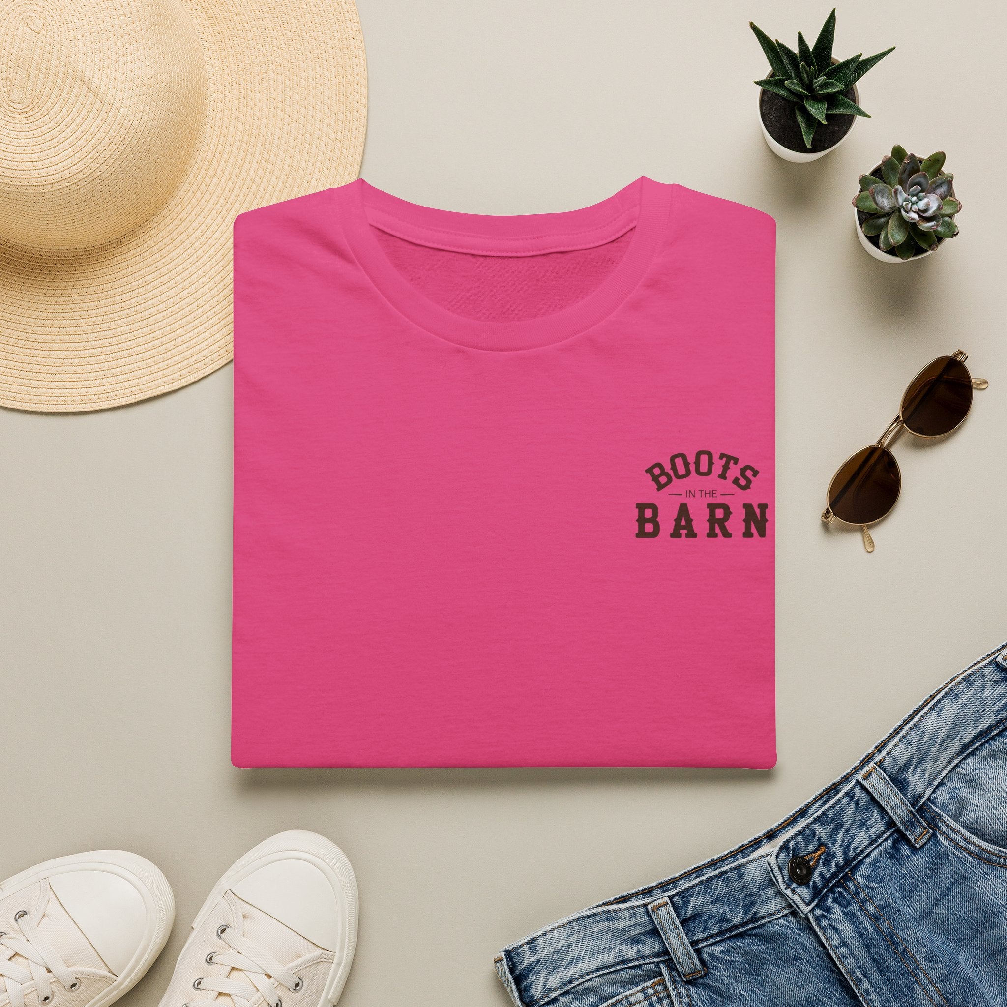 Brown & White Design Boots in the Barn T-Shirt — Lightweight Cotton
