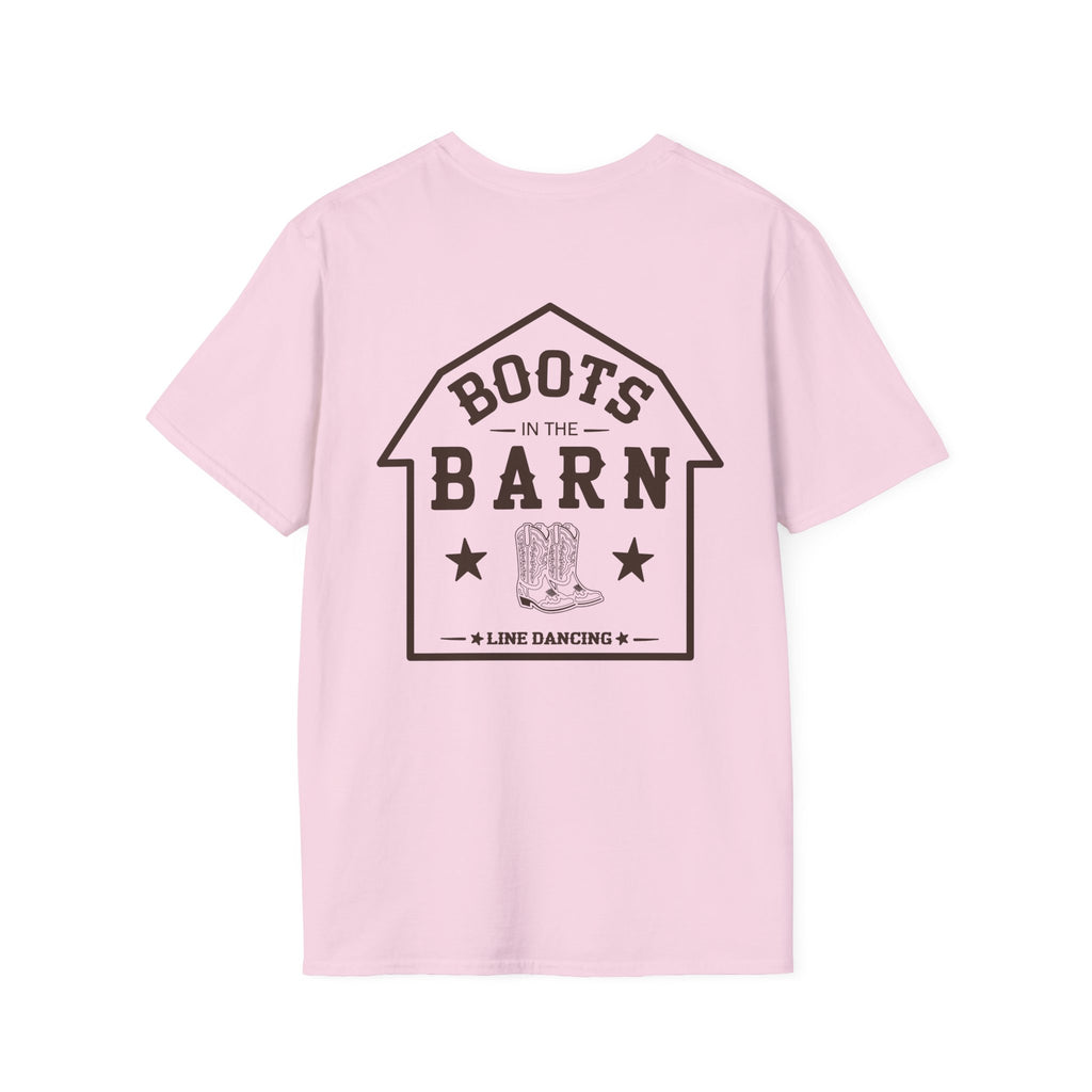Brown & White Design Boots in the Barn T-Shirt — Lightweight Cotton