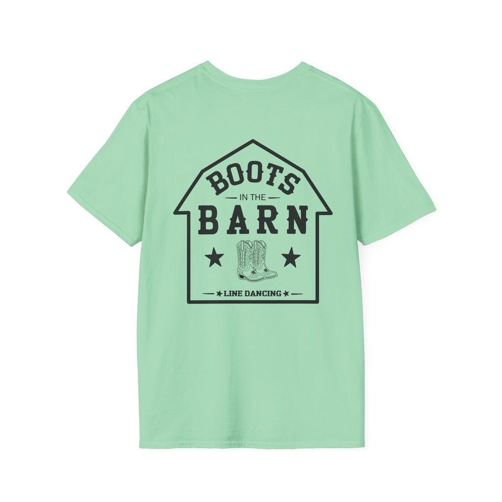 Black & White Design Boots in the Barn T-Shirt — Lightweight Cotton