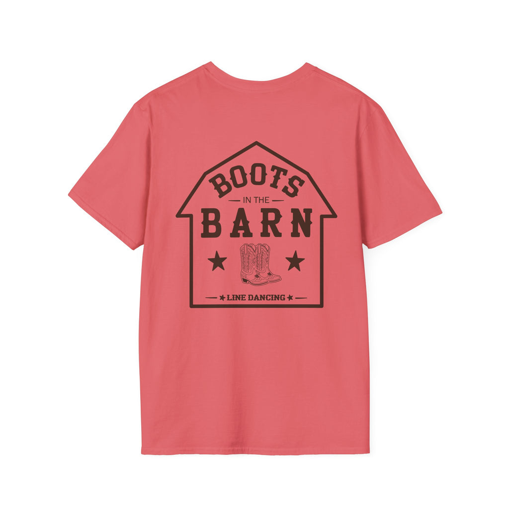 Brown & White Design Boots in the Barn T-Shirt — Lightweight Cotton