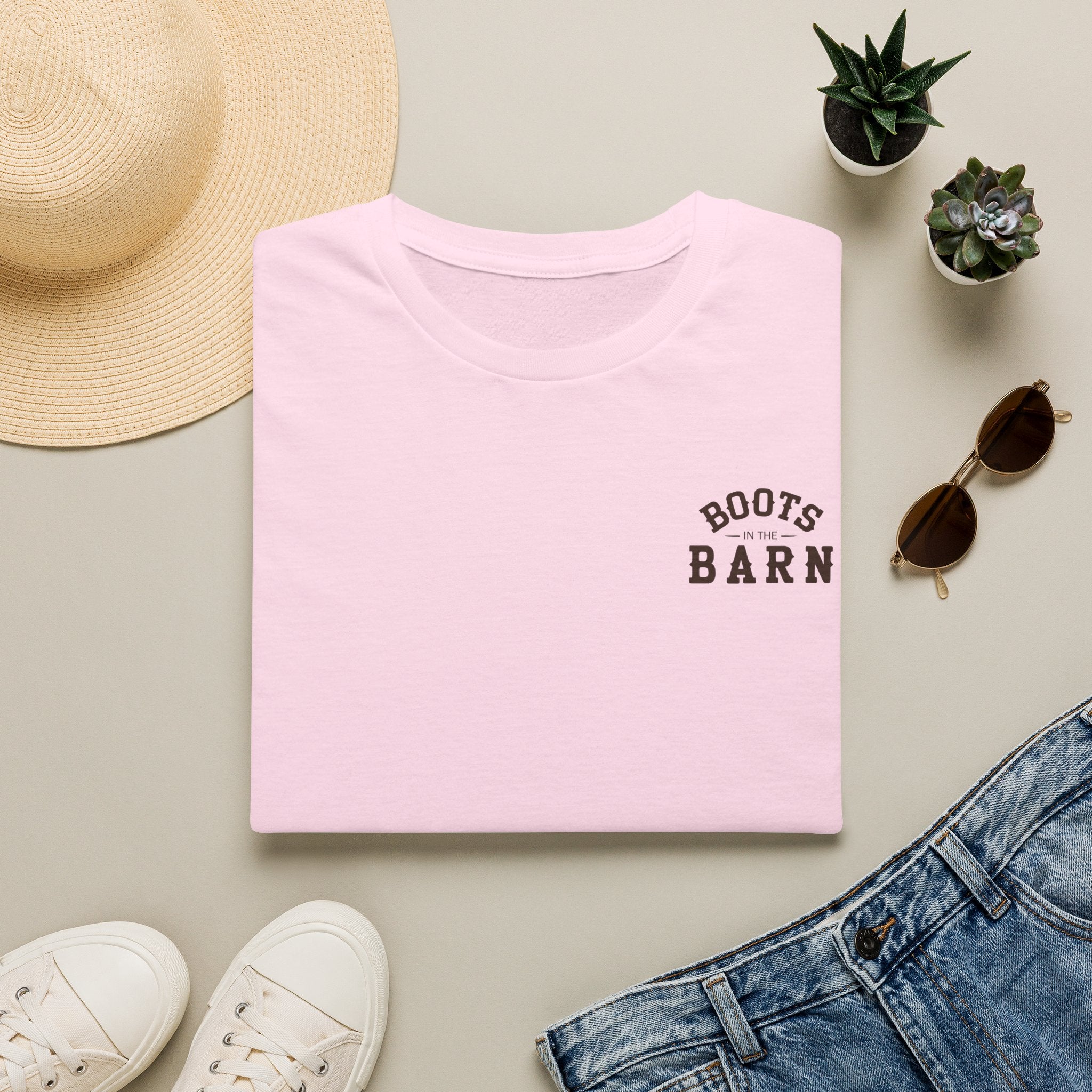 Brown & White Design Boots in the Barn T-Shirt — Lightweight Cotton