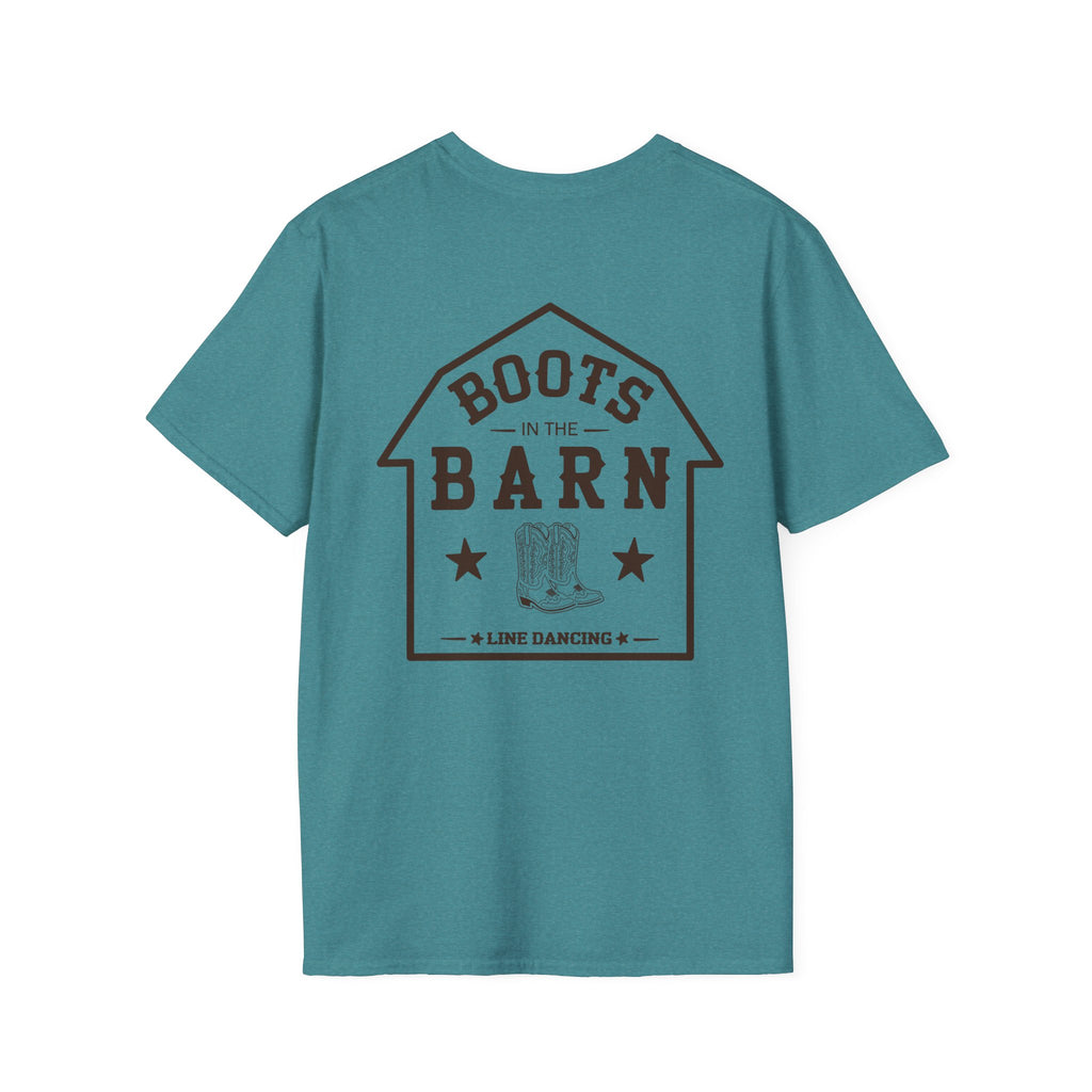 Brown & White Design Boots in the Barn T-Shirt — Lightweight Cotton