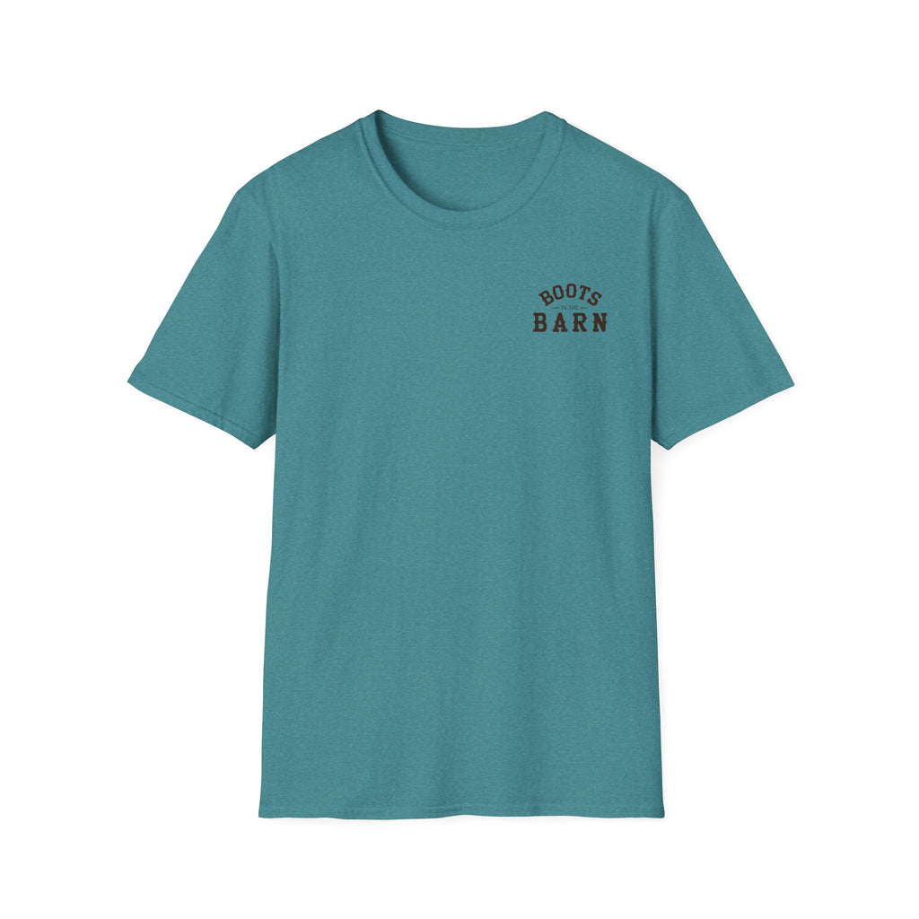 Brown & White Design Boots in the Barn T-Shirt — Lightweight Cotton