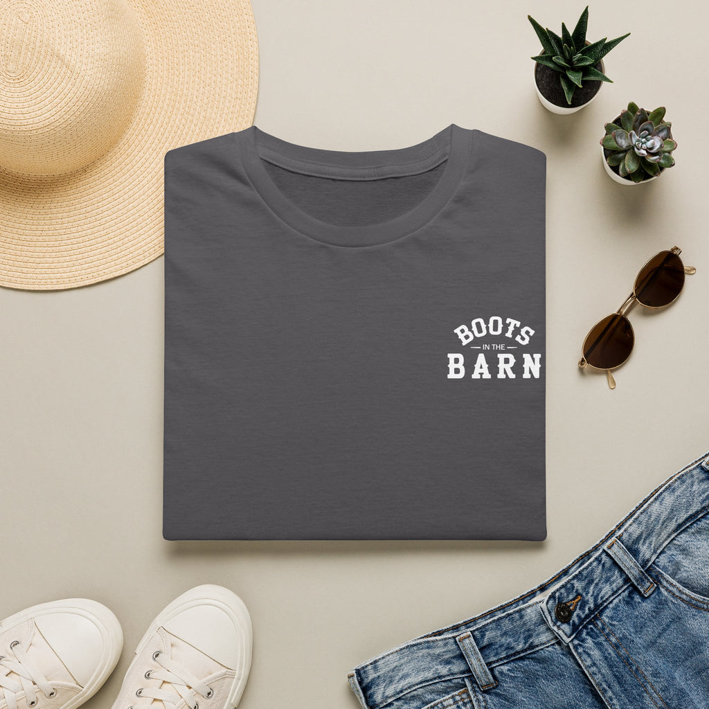 Brown & White Design Boots in the Barn T-Shirt — Lightweight Cotton