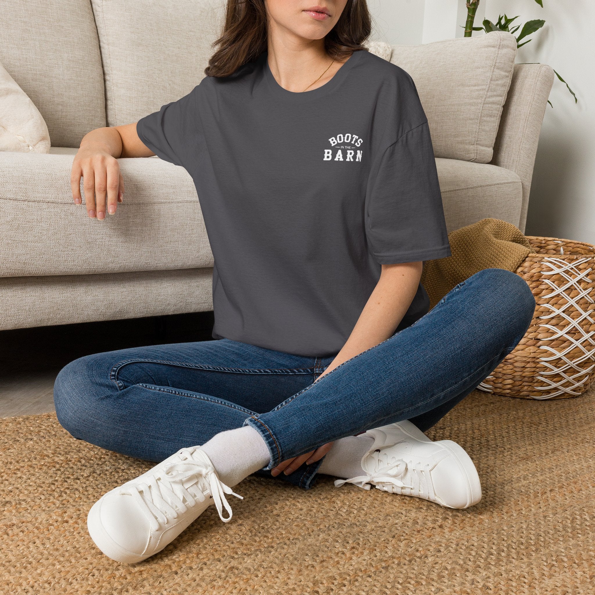 Brown & White Design Boots in the Barn T-Shirt — Lightweight Cotton