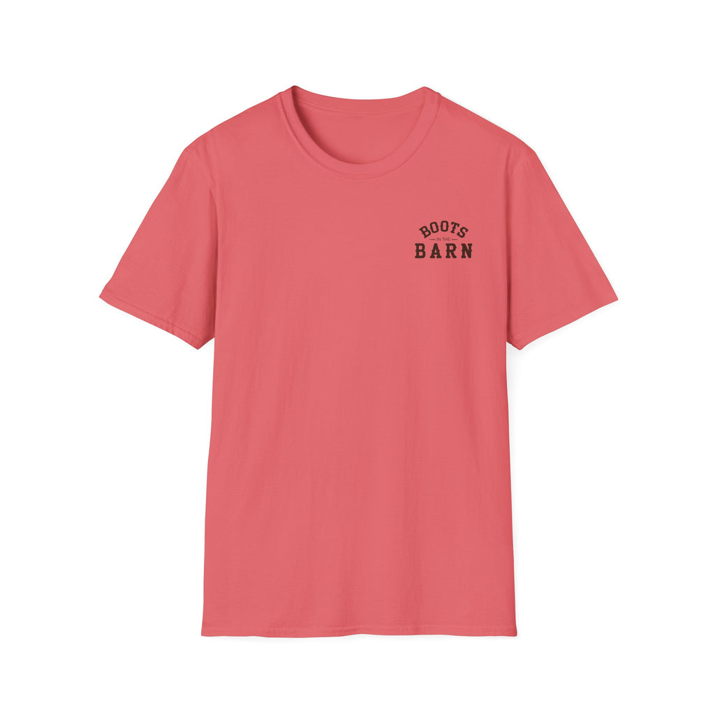 Brown & White Design Boots in the Barn T-Shirt — Lightweight Cotton