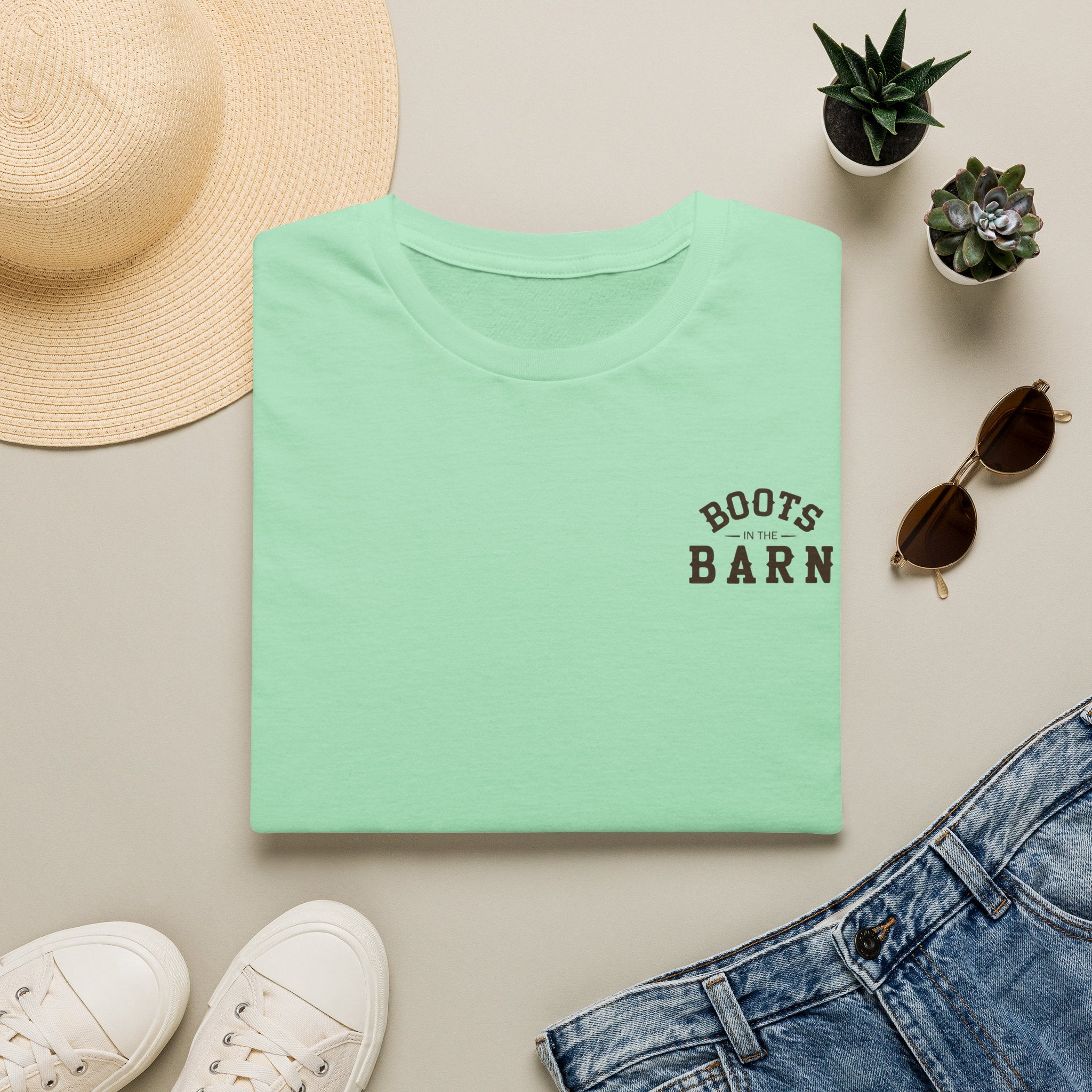 Brown & White Design Boots in the Barn T-Shirt — Lightweight Cotton