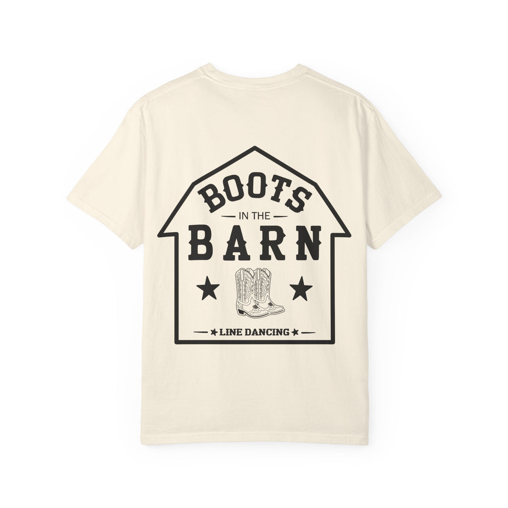 Black & White Design Boots in the Barn Line Dancing Tee — Heavyweight