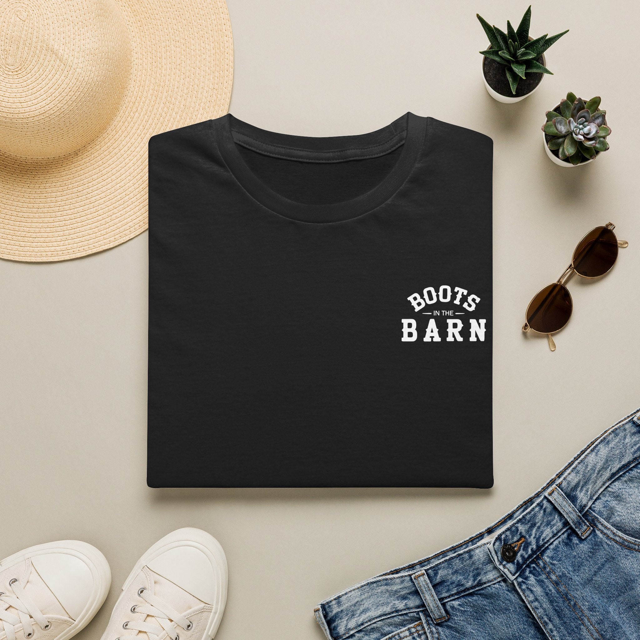 Brown & White Design Boots in the Barn T-Shirt — Lightweight Cotton