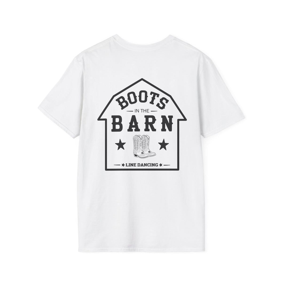 Black & White Design Boots in the Barn T-Shirt — Lightweight Cotton