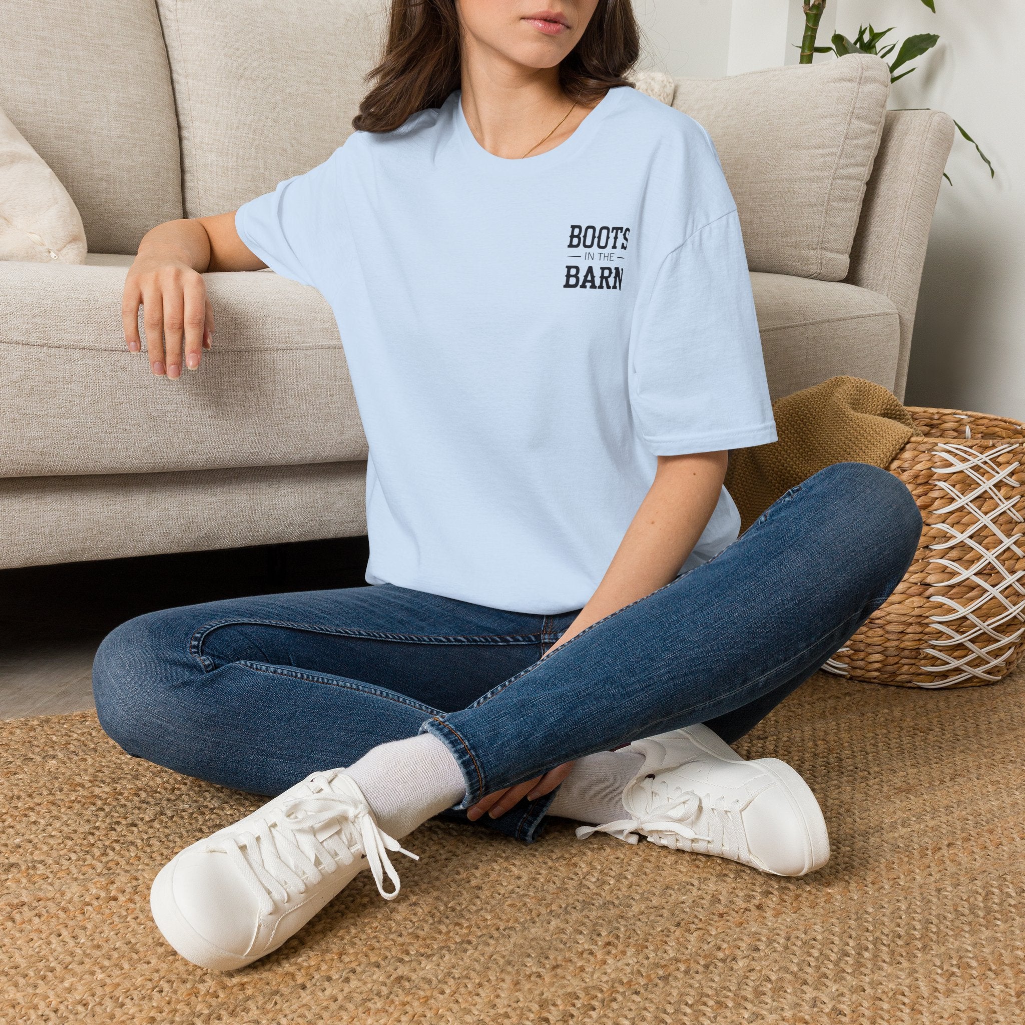 Boots in the Barn Graphic T‑Shirt — Rustic Farmhouse Tee for Country Lovers