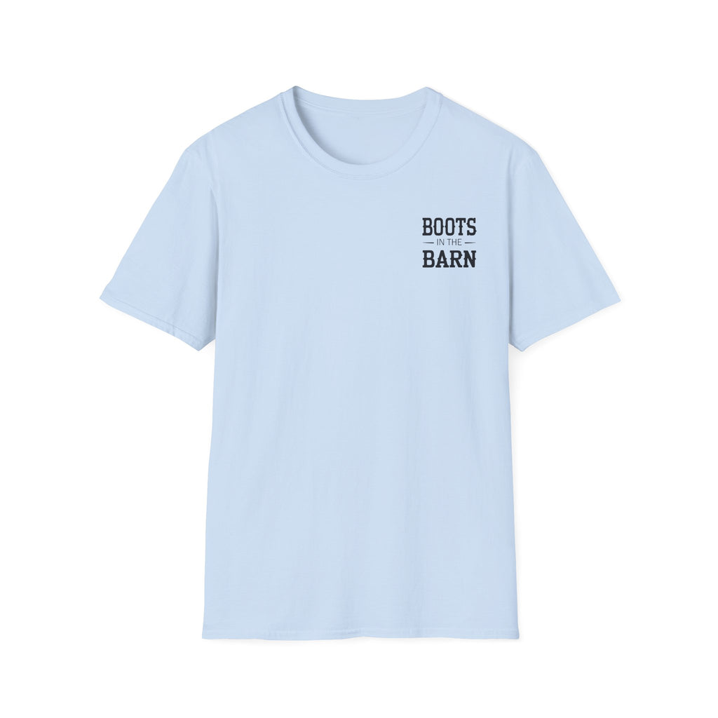 Boots in the Barn Graphic T‑Shirt — Rustic Farmhouse Tee for Country Lovers