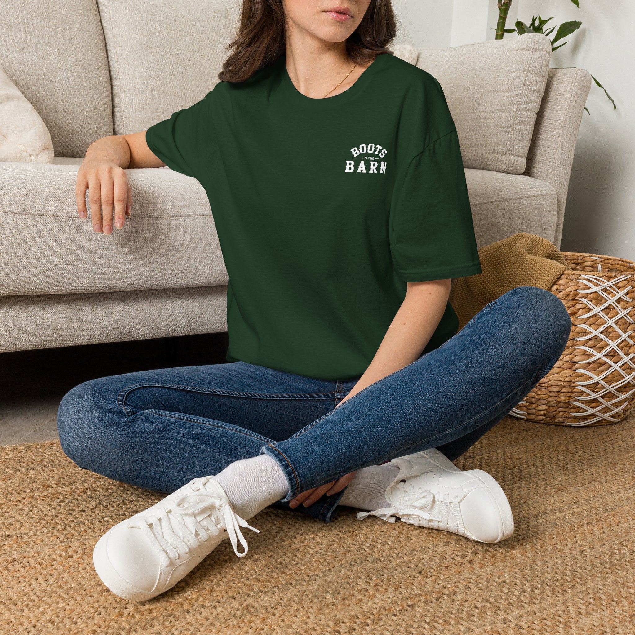 Brown & White Design Boots in the Barn T-Shirt — Lightweight Cotton