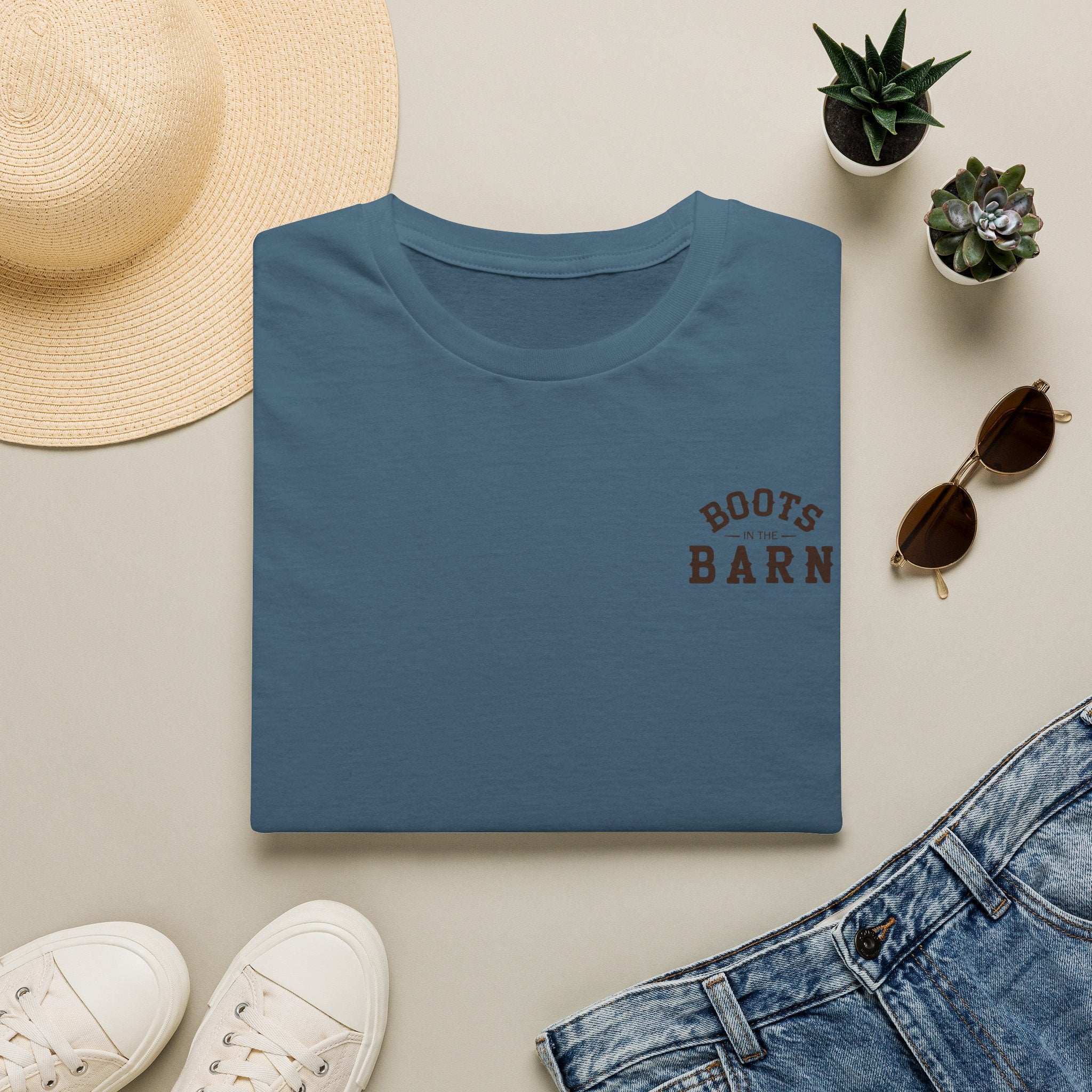 Brown & White Design Boots in the Barn T-Shirt — Lightweight Cotton