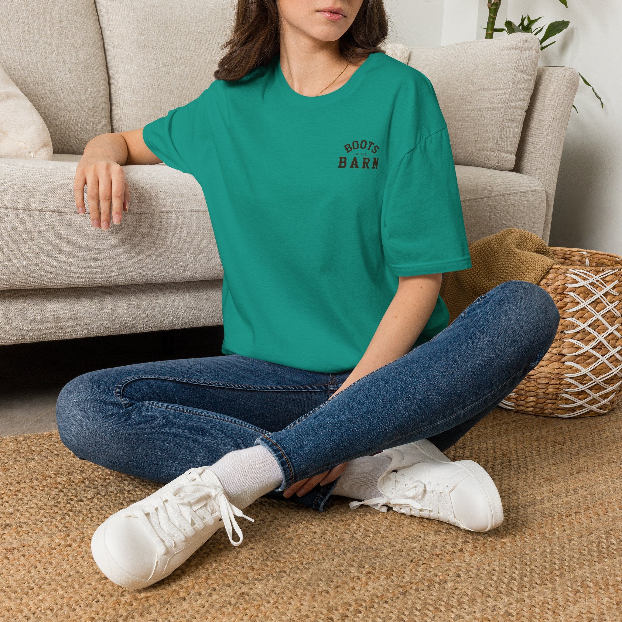 Brown & White Design Boots in the Barn T-Shirt — Lightweight Cotton