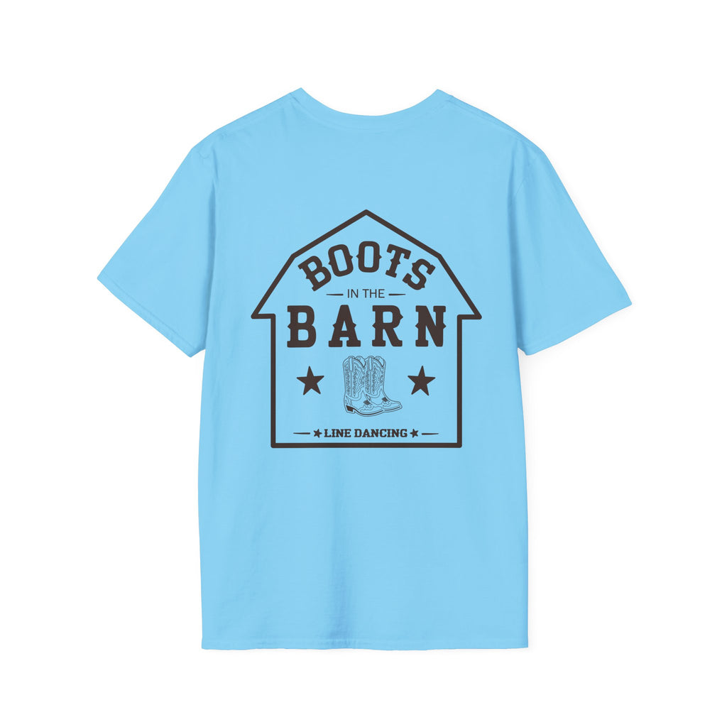 Brown & White Design Boots in the Barn T-Shirt — Lightweight Cotton