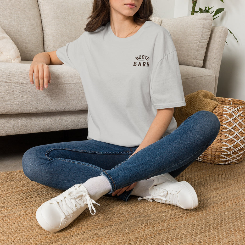 Brown & White Design Boots in the Barn T-Shirt — Lightweight Cotton