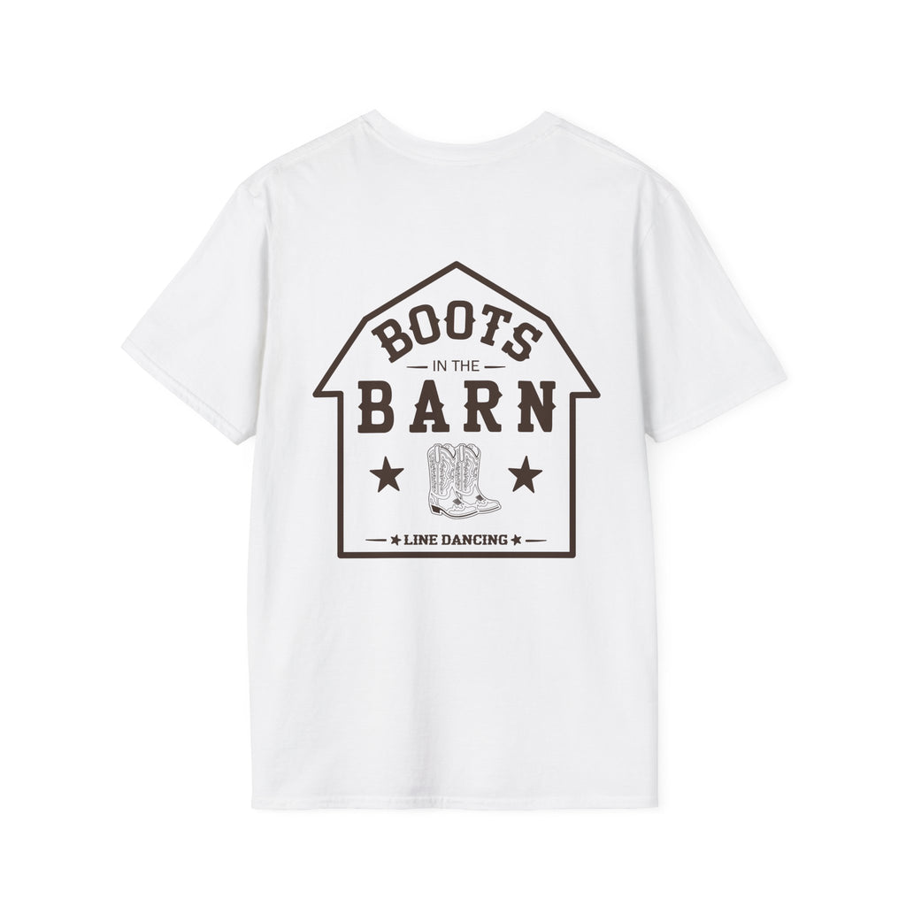 Brown & White Design Boots in the Barn T-Shirt — Lightweight Cotton