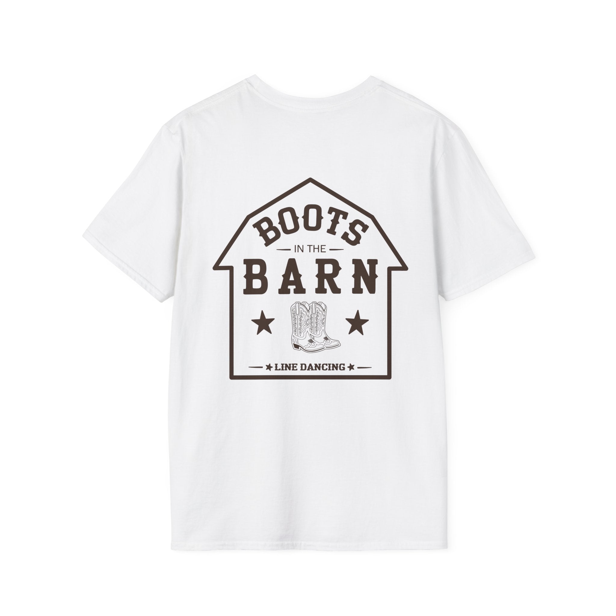 Brown & White Design Boots in the Barn T-Shirt — Lightweight Cotton