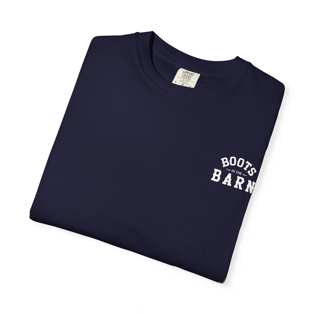 Black & White Design Boots in the Barn Line Dancing Tee — Heavyweight