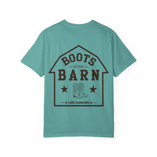 Brown & White Design Boots in the Barn Line Dancing Tee — Heavyweight