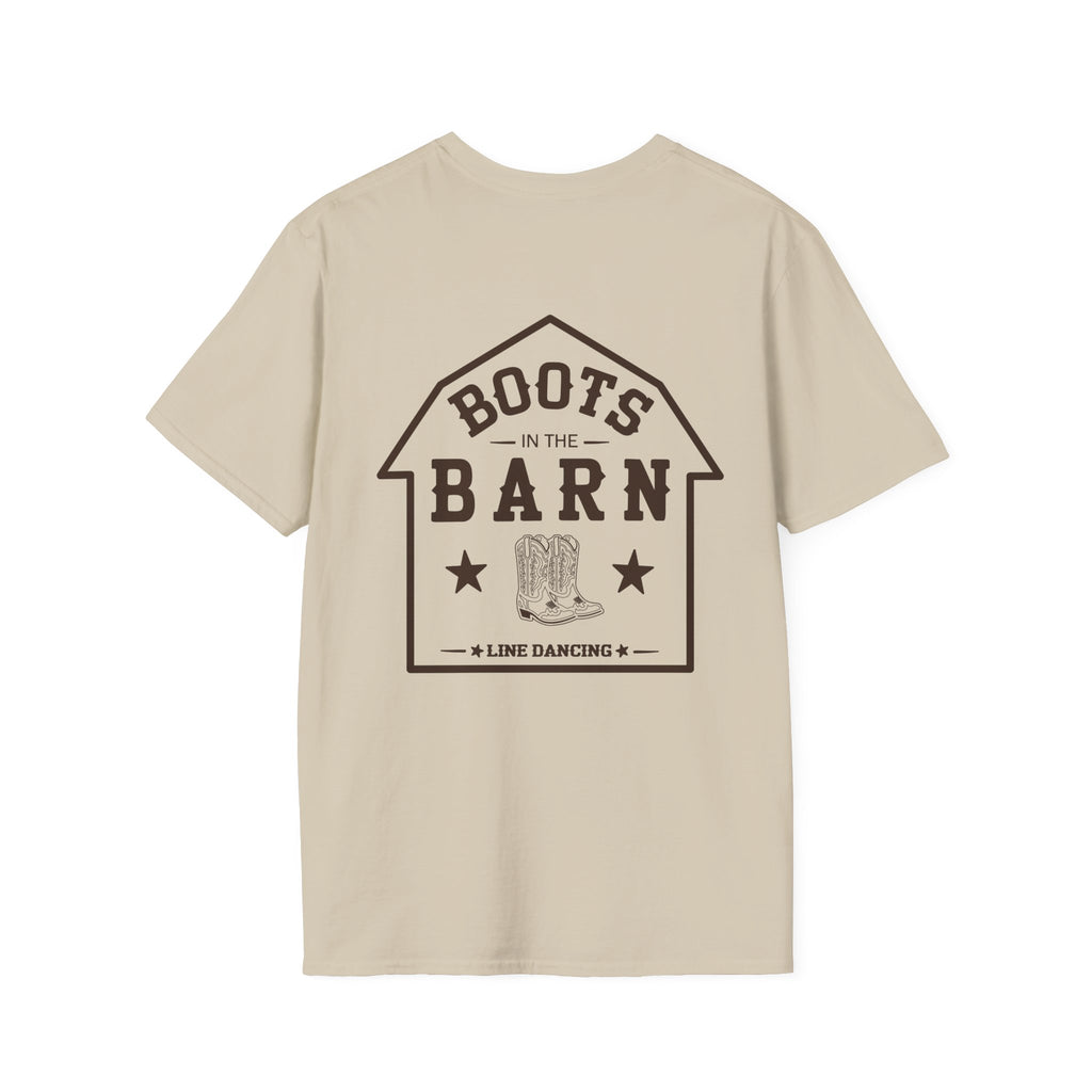Brown & White Design Boots in the Barn T-Shirt — Lightweight Cotton