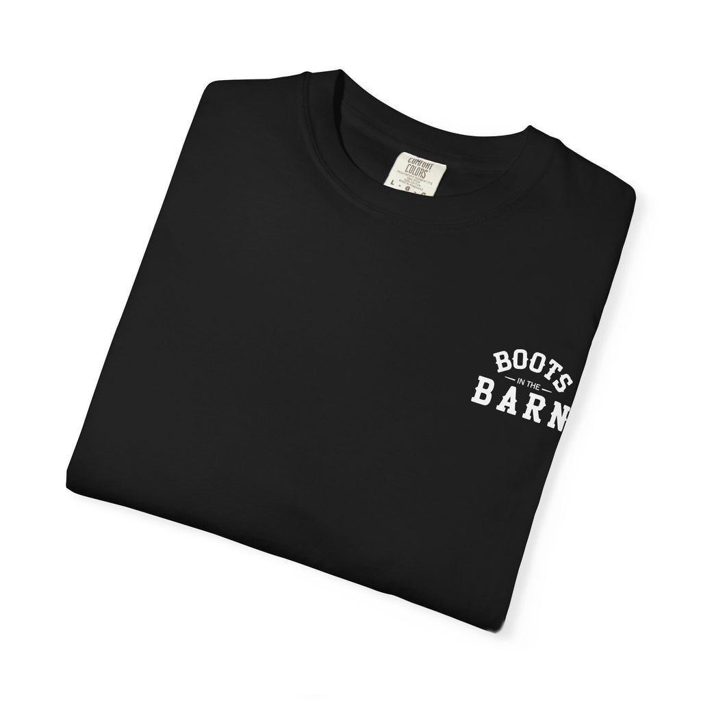 Black & White Design Boots in the Barn Line Dancing Tee — Heavyweight