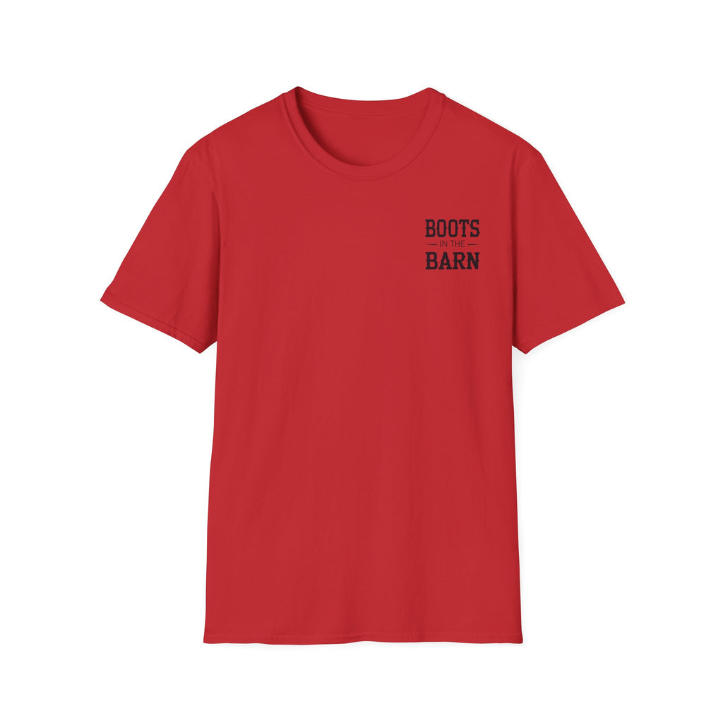 Boots in the Barn Graphic T‑Shirt — Rustic Farmhouse Tee for Country Lovers