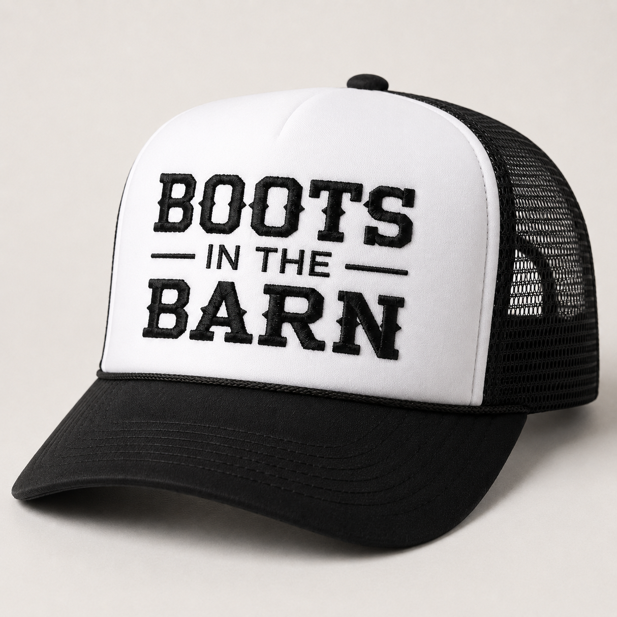 Trucker Hat Embroidered  — "Boots in the Barn" Country Cap