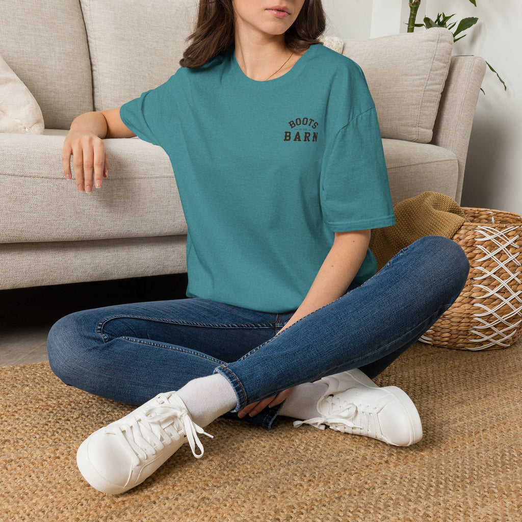Brown & White Design Boots in the Barn T-Shirt — Lightweight Cotton