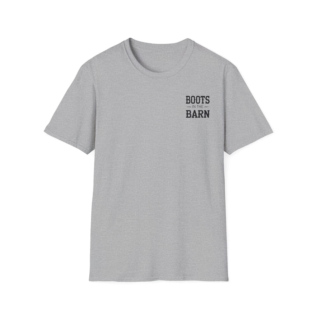Boots in the Barn Graphic T‑Shirt — Rustic Farmhouse Tee for Country Lovers