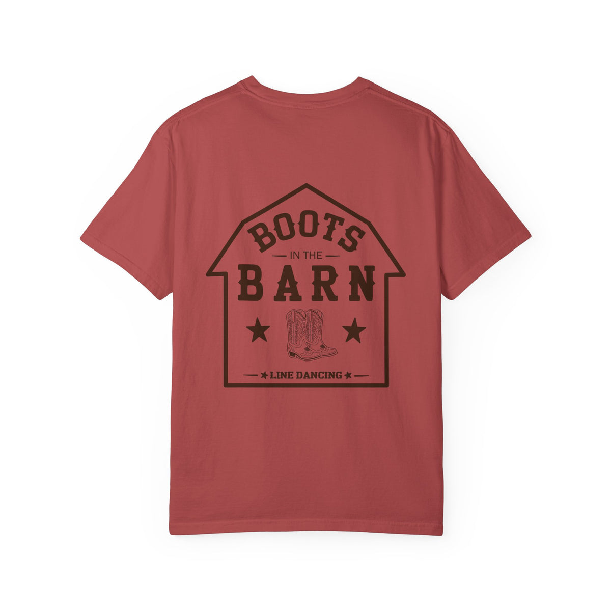 Brown & White Design Boots in the Barn Line Dancing Tee — Heavyweight