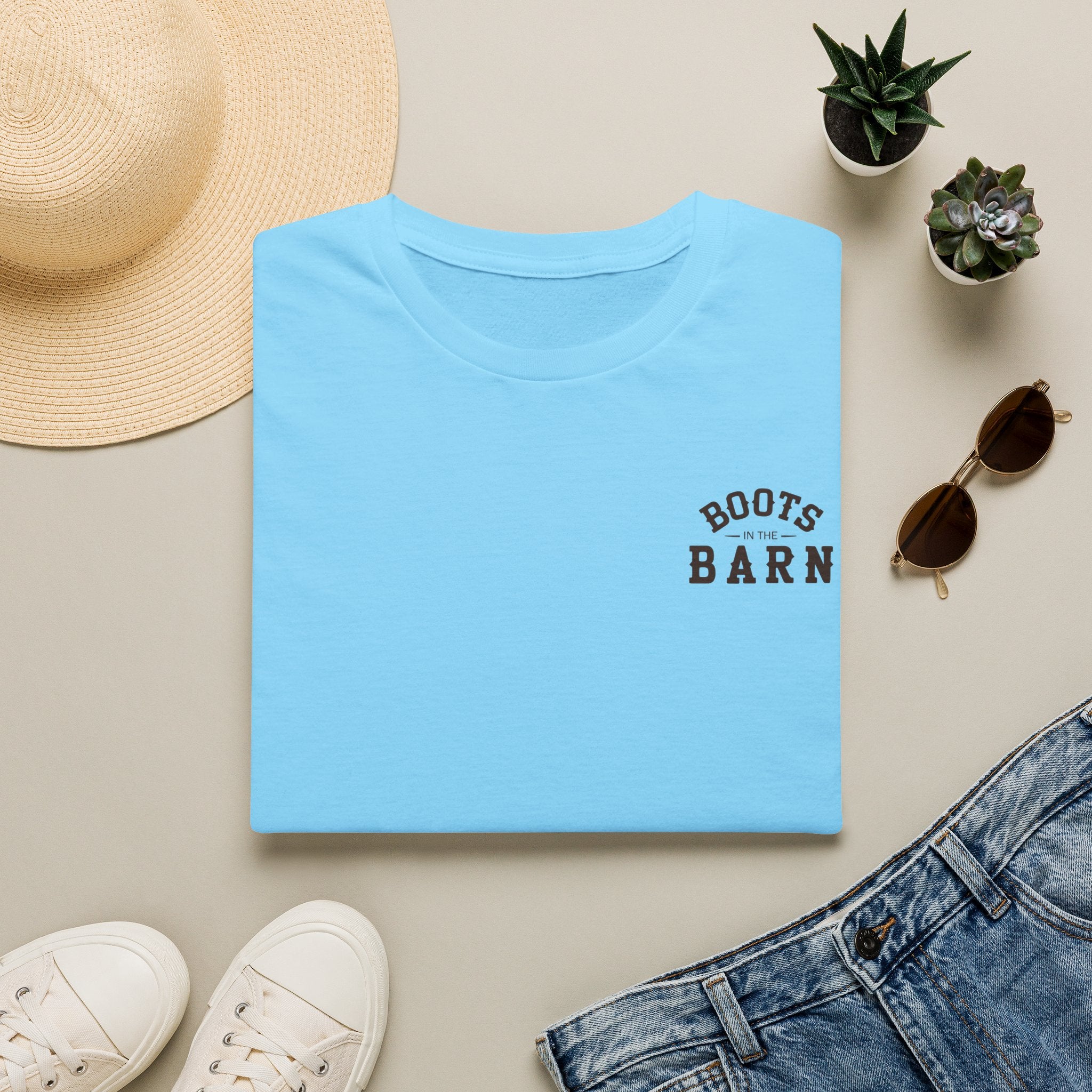 Brown & White Design Boots in the Barn T-Shirt — Lightweight Cotton