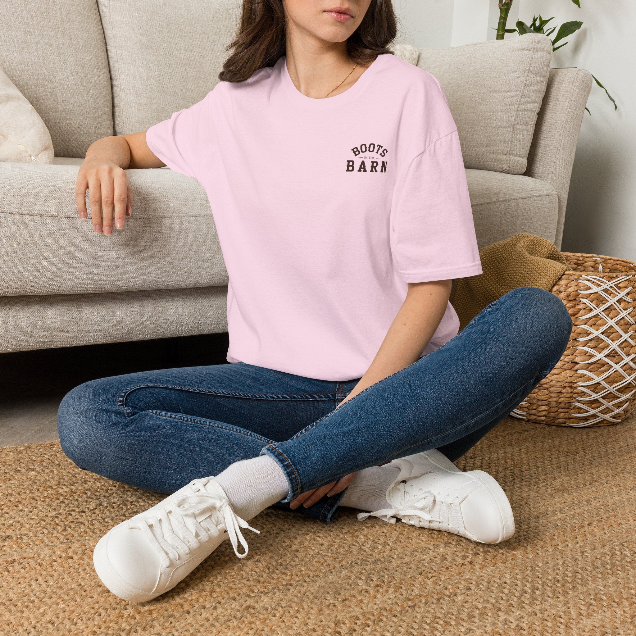 Brown & White Design Boots in the Barn T-Shirt — Lightweight Cotton