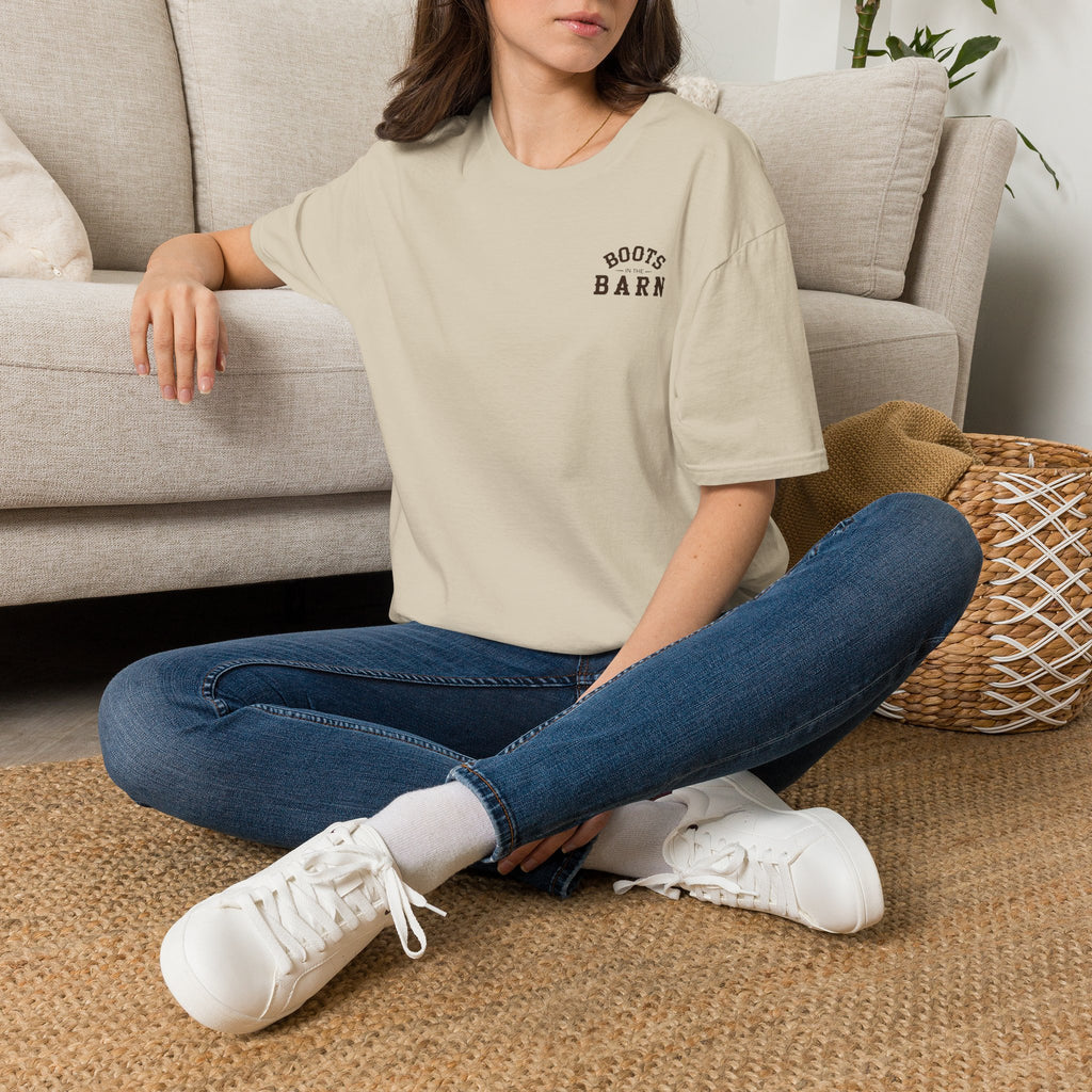 Brown & White Design Boots in the Barn T-Shirt — Lightweight Cotton