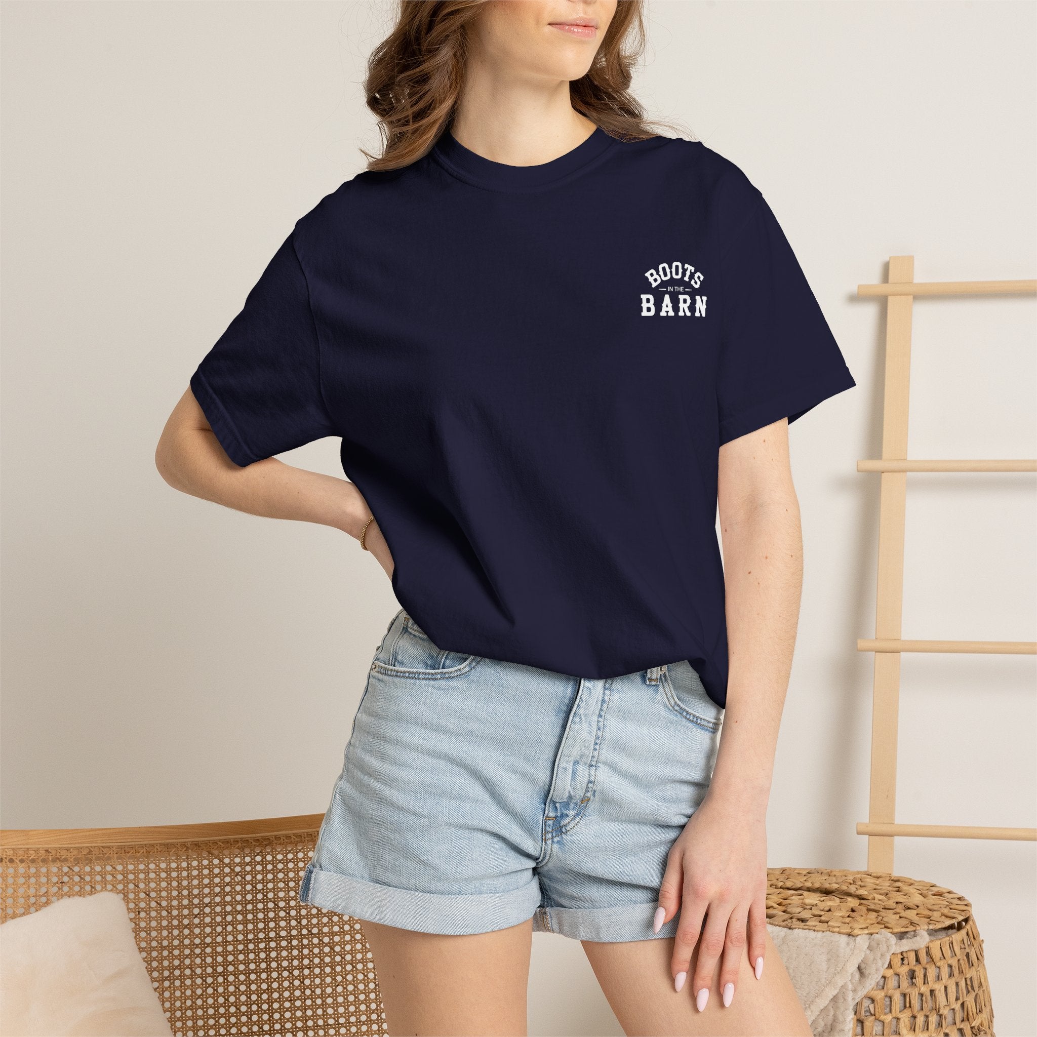 Black & White Design Boots in the Barn Line Dancing Tee — Heavyweight