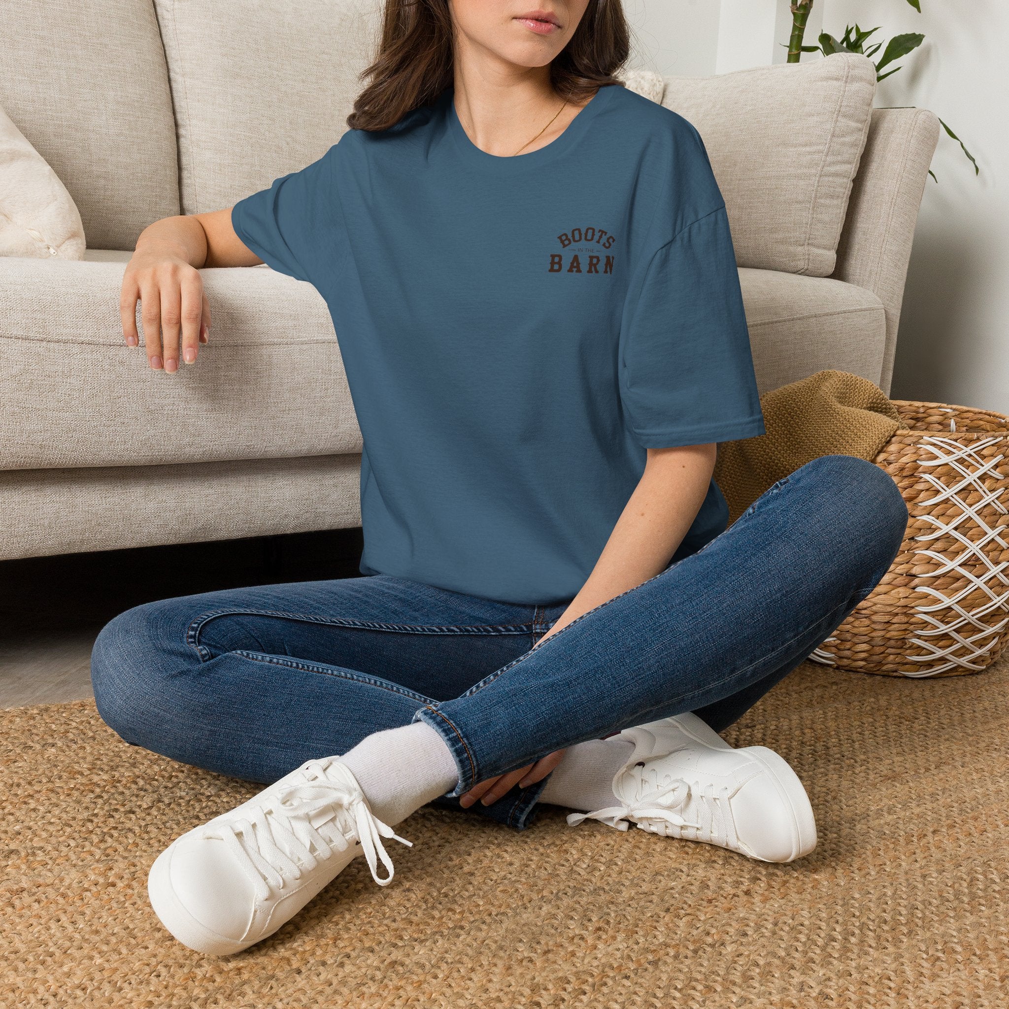 Brown & White Design Boots in the Barn T-Shirt — Lightweight Cotton