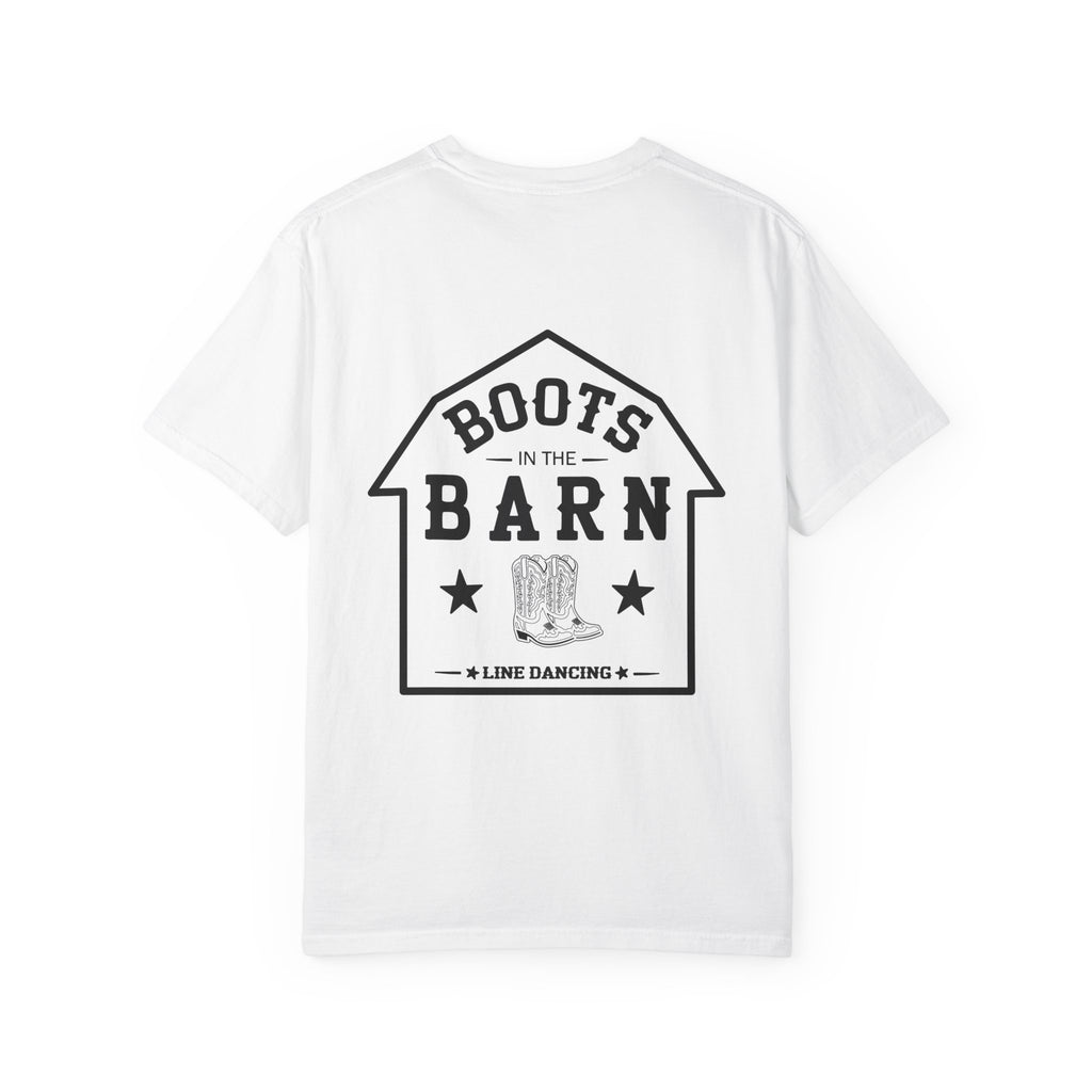 Black & White Design Boots in the Barn Line Dancing Tee — Heavyweight