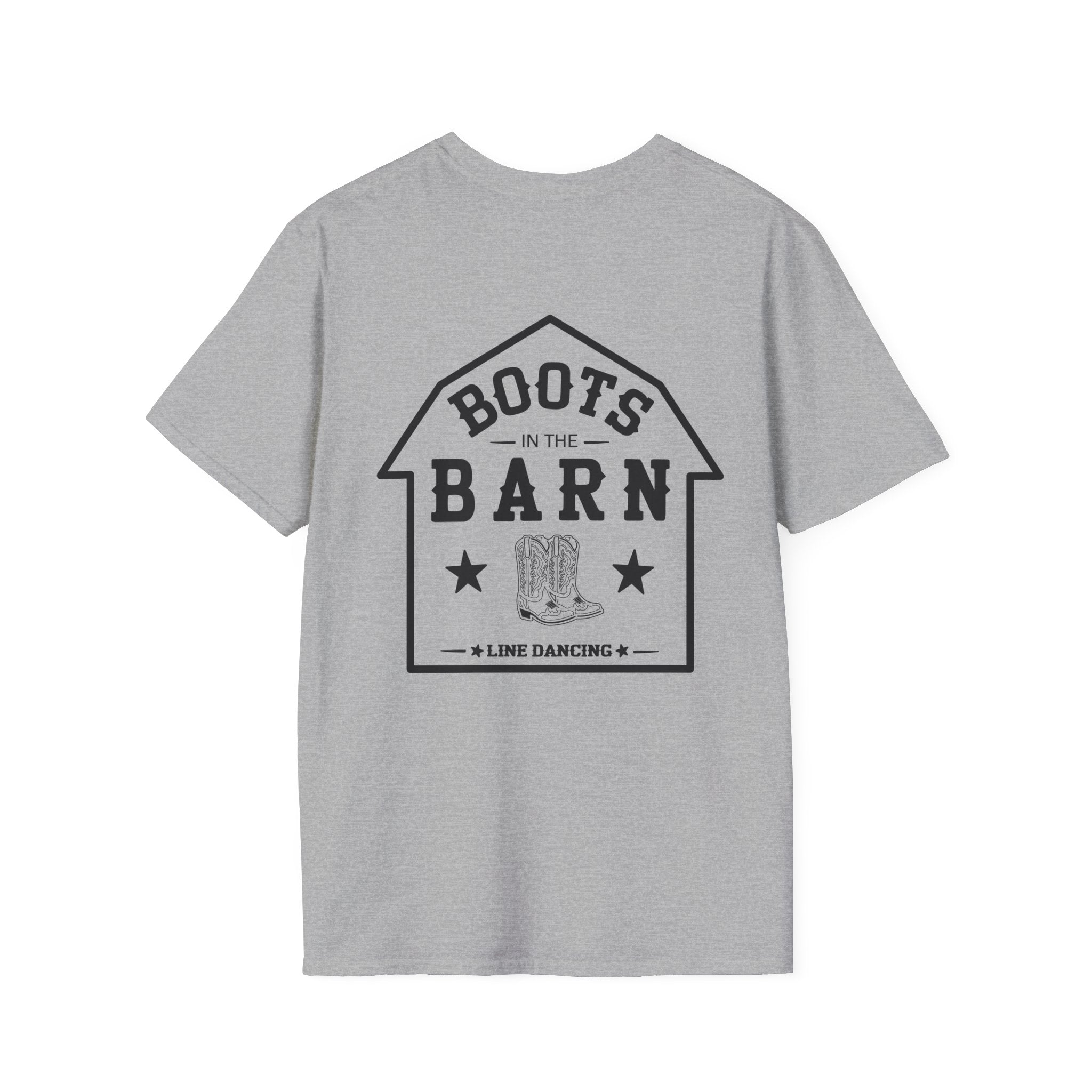 Black & White Design Boots in the Barn T-Shirt — Lightweight Cotton