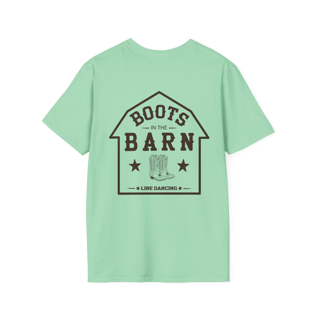 Brown & White Design Boots in the Barn T-Shirt — Lightweight Cotton