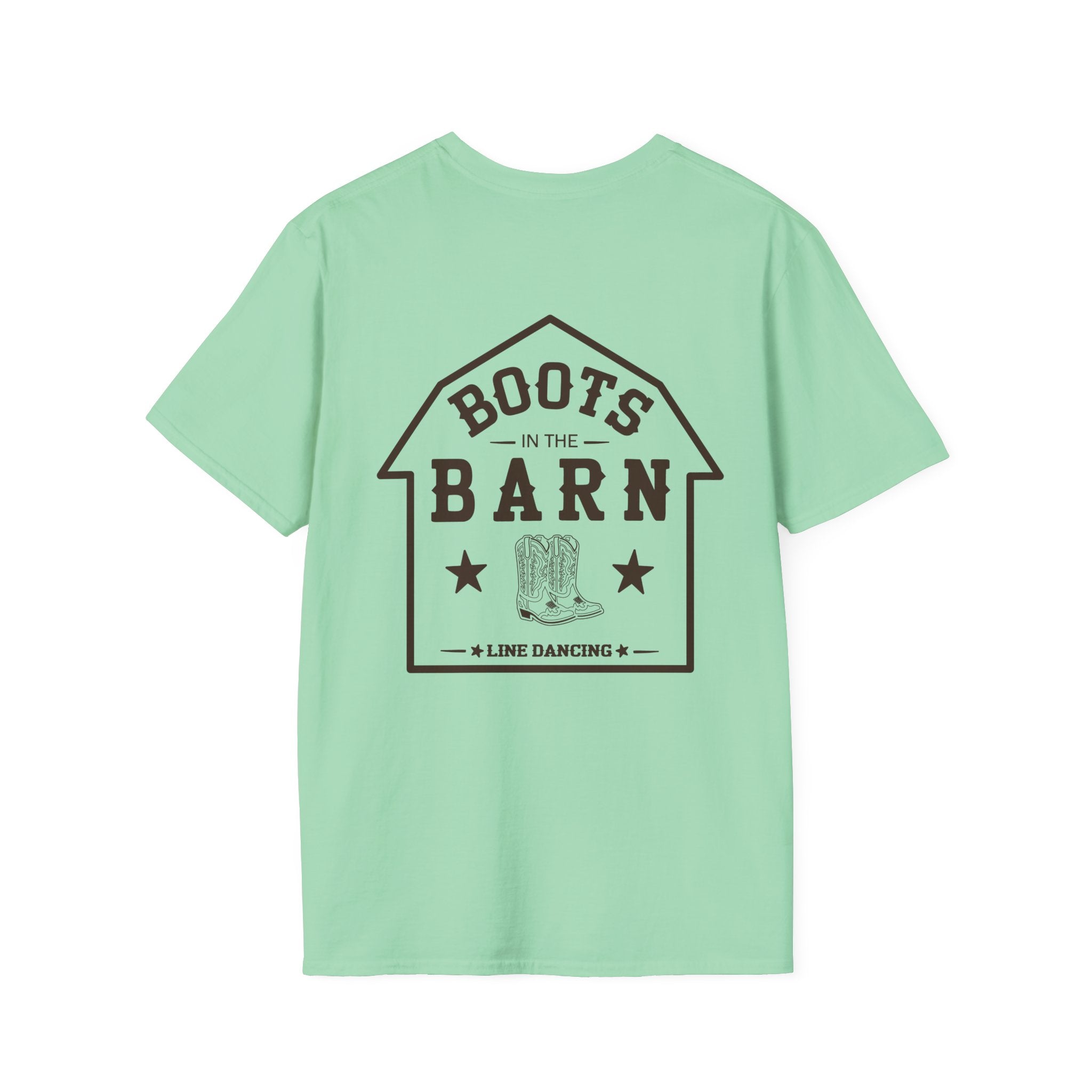 Brown & White Design Boots in the Barn T-Shirt — Lightweight Cotton