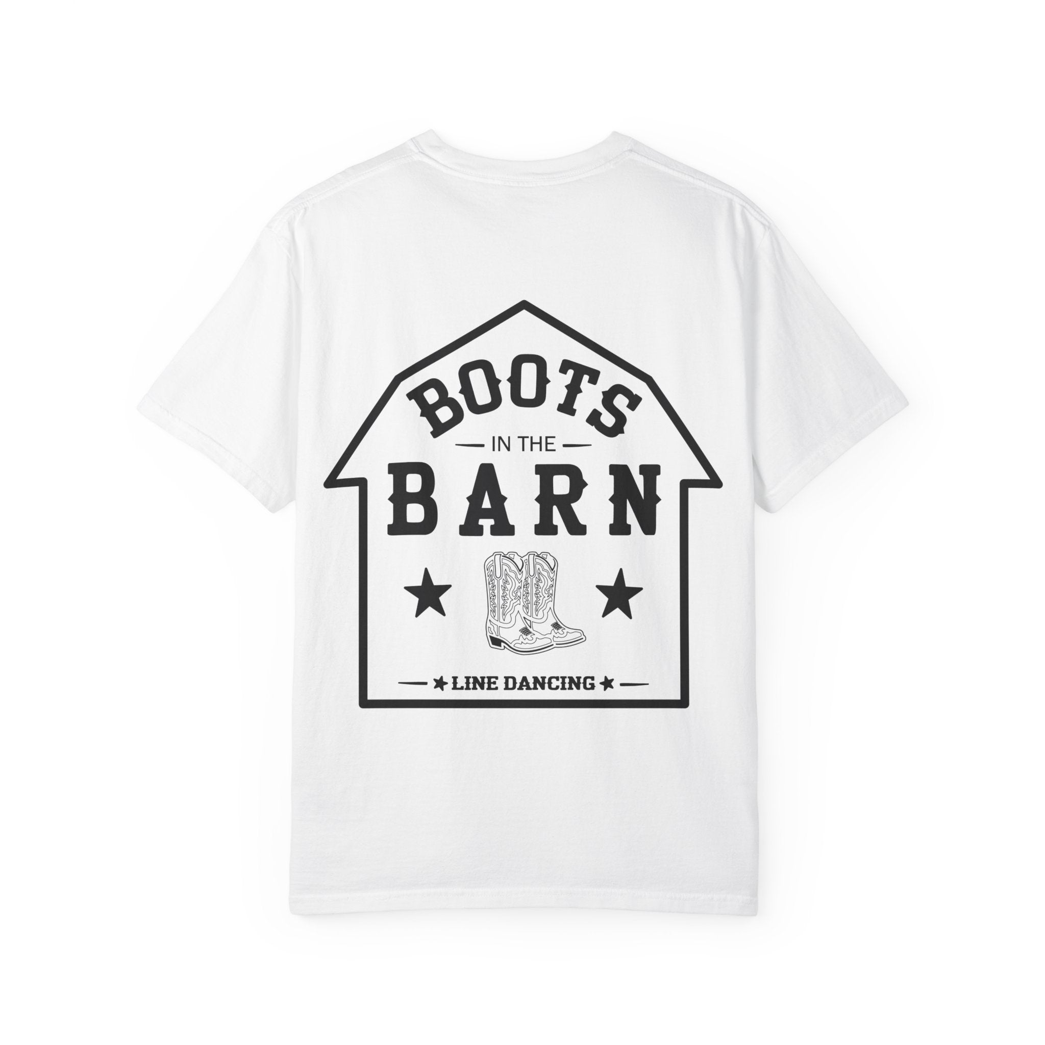 Black & White Design Boots in the Barn Line Dancing Tee — Heavyweight