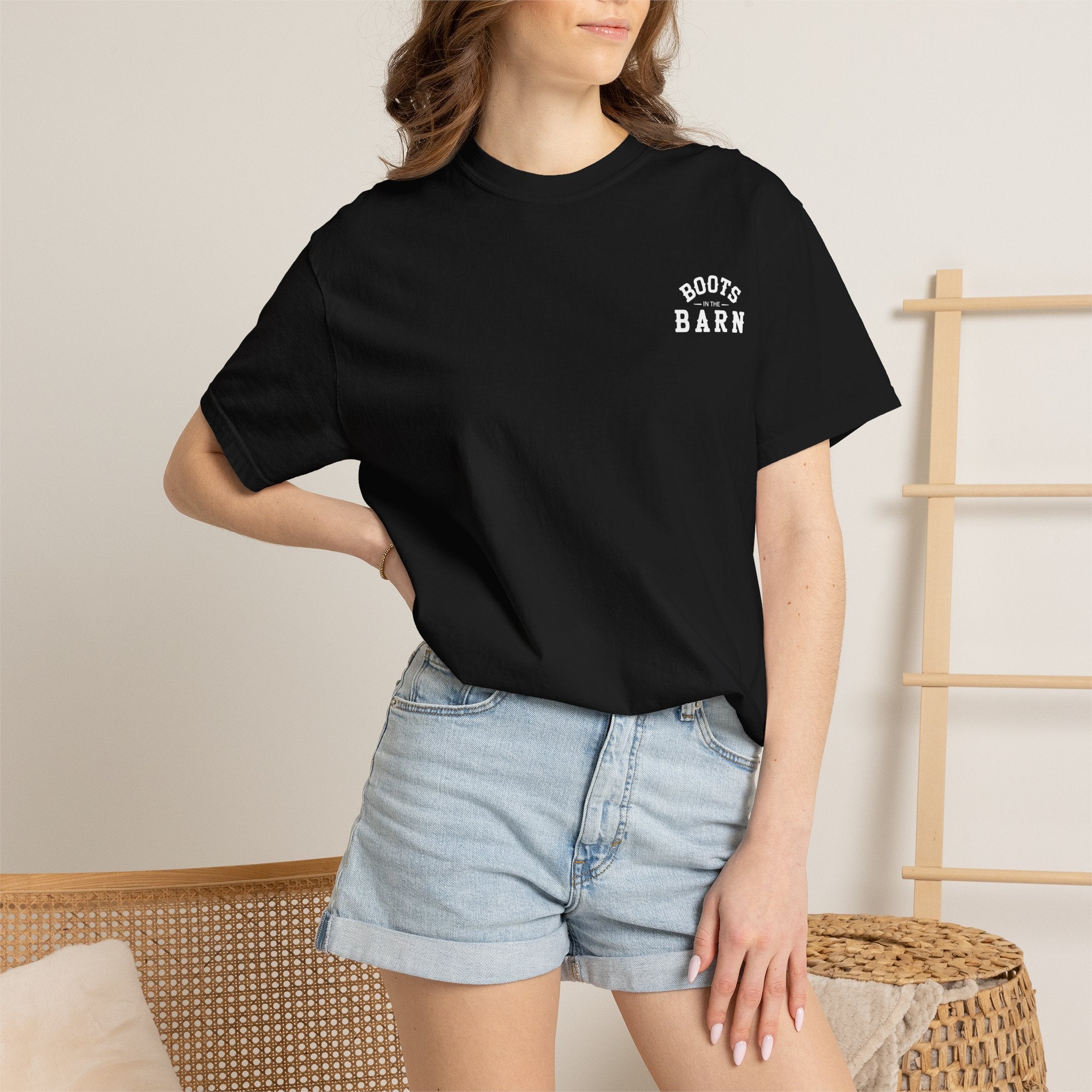 Black & White Design Boots in the Barn Line Dancing Tee — Heavyweight