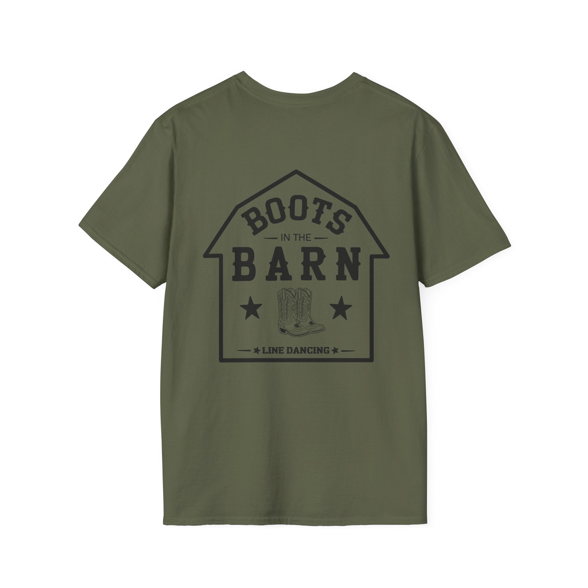 Black & White Design Boots in the Barn T-Shirt — Lightweight Cotton