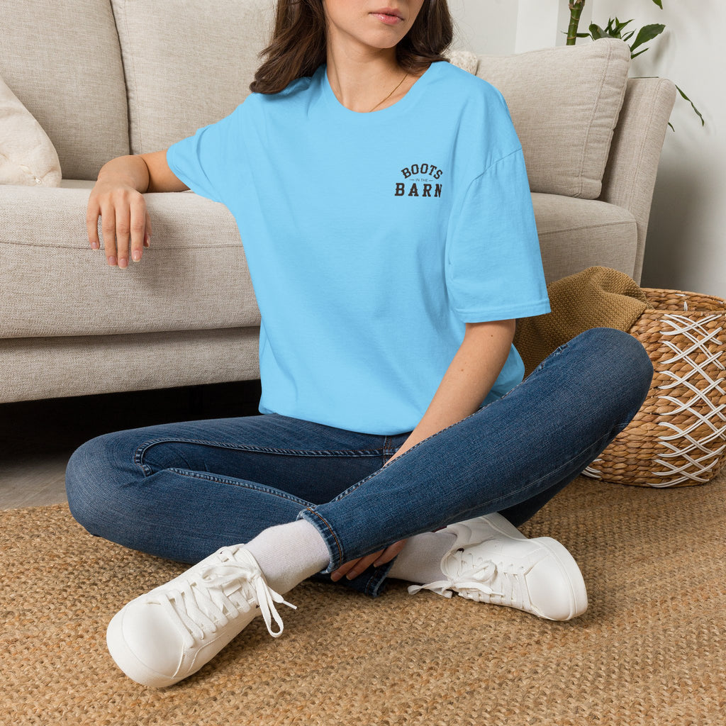 Brown & White Design Boots in the Barn T-Shirt — Lightweight Cotton