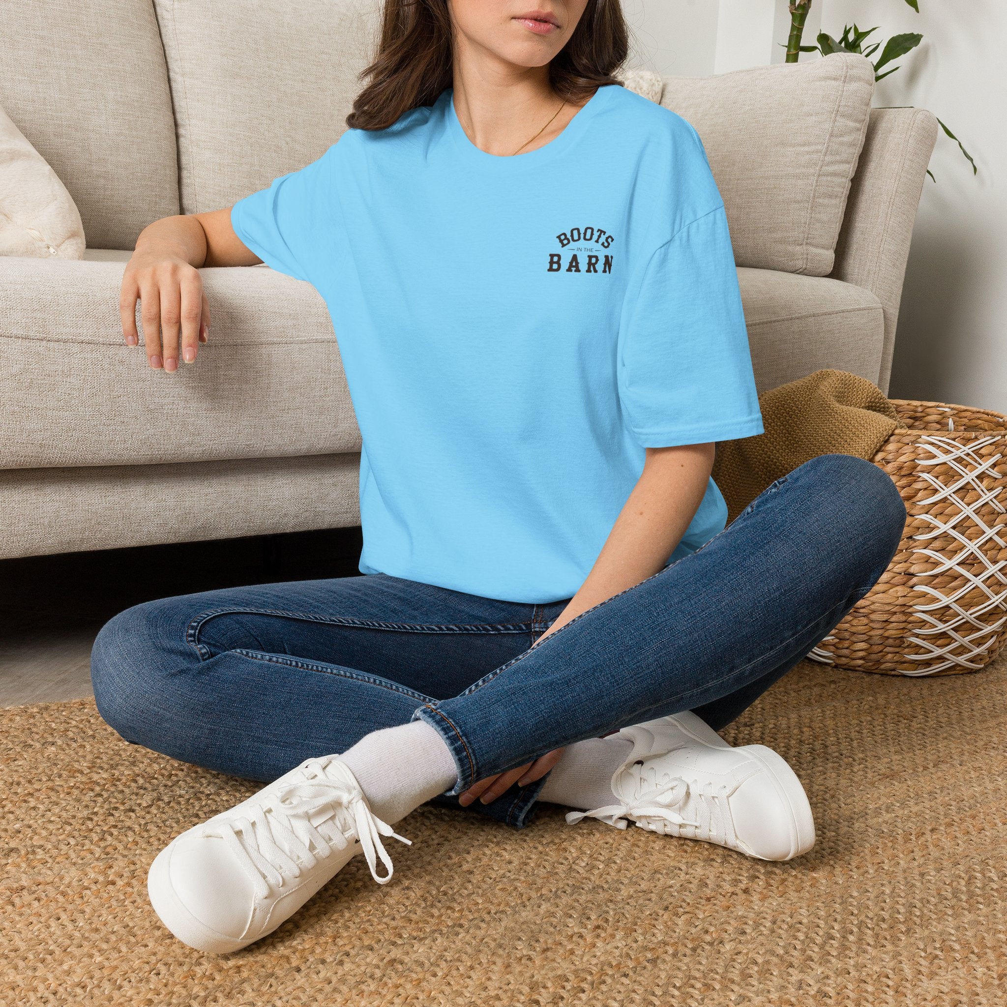 Brown & White Design Boots in the Barn T-Shirt — Lightweight Cotton