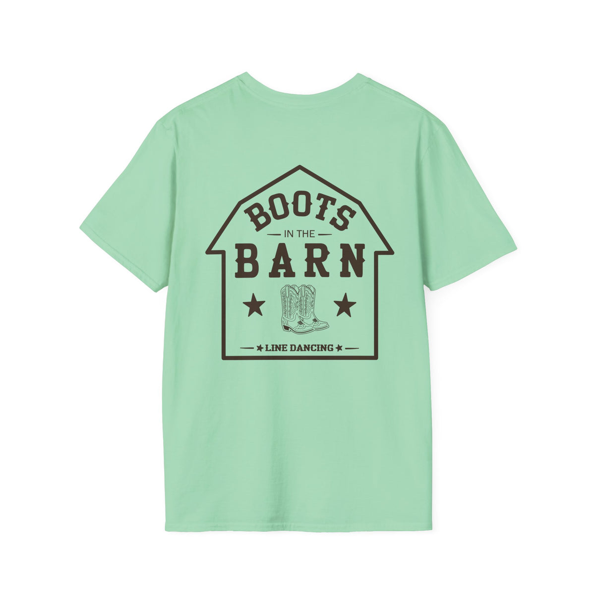 Brown & White Design Boots in the Barn T-Shirt — Lightweight Cotton