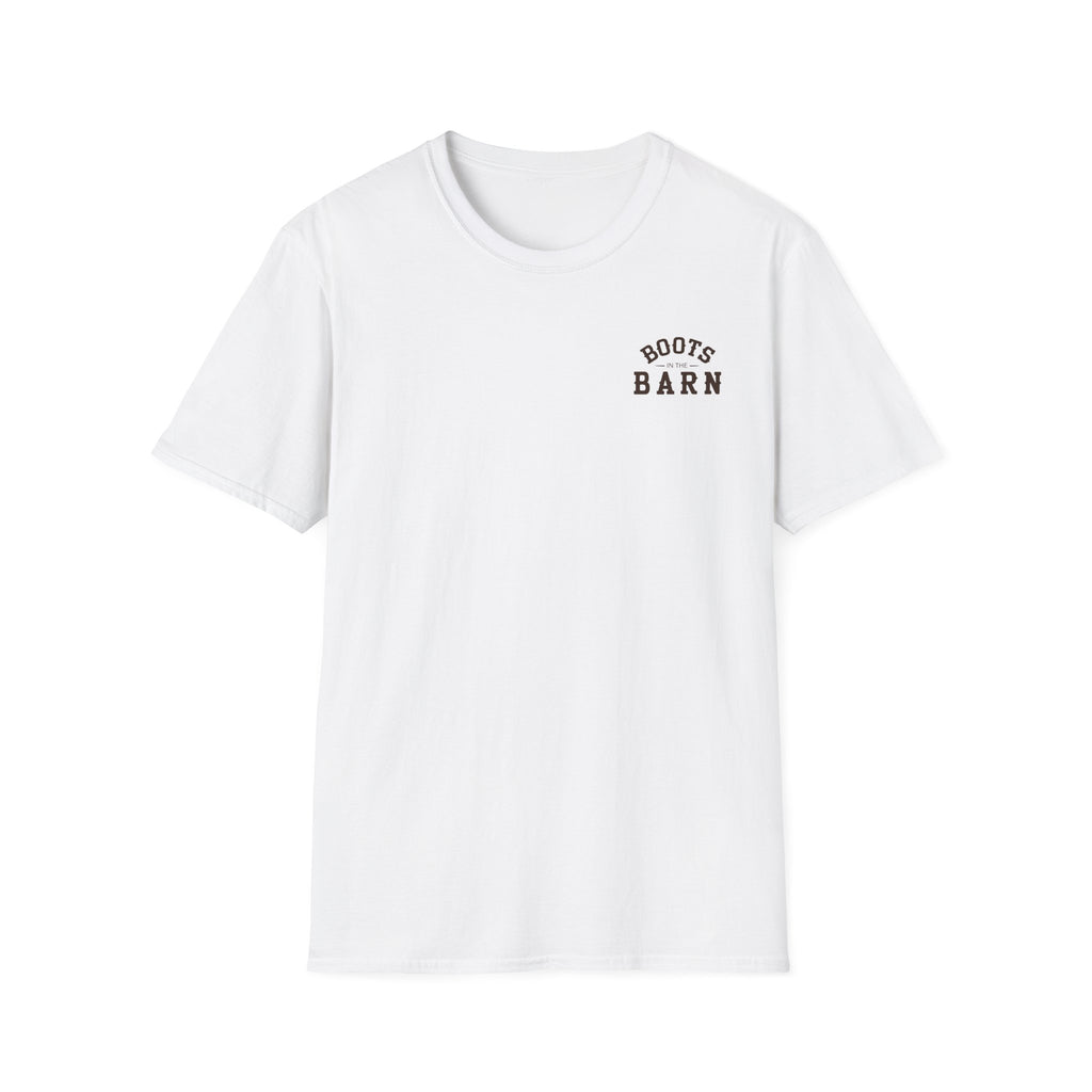 Brown & White Design Boots in the Barn T-Shirt — Lightweight Cotton