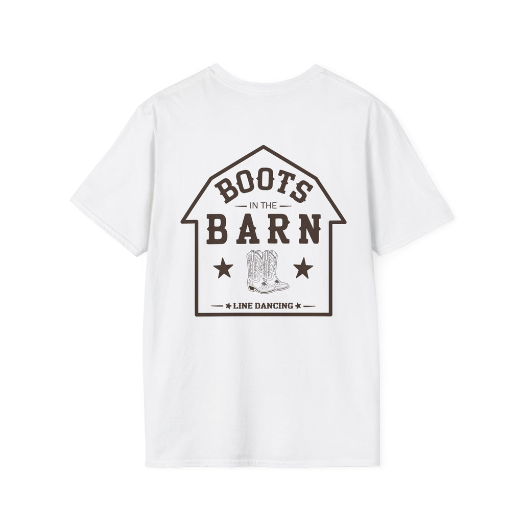 Brown & White Design Boots in the Barn T-Shirt — Lightweight Cotton