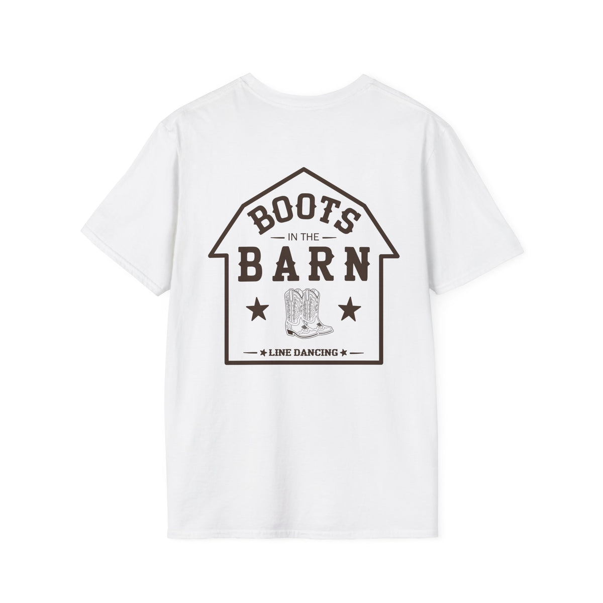 Brown & White Design Boots in the Barn T-Shirt — Lightweight Cotton